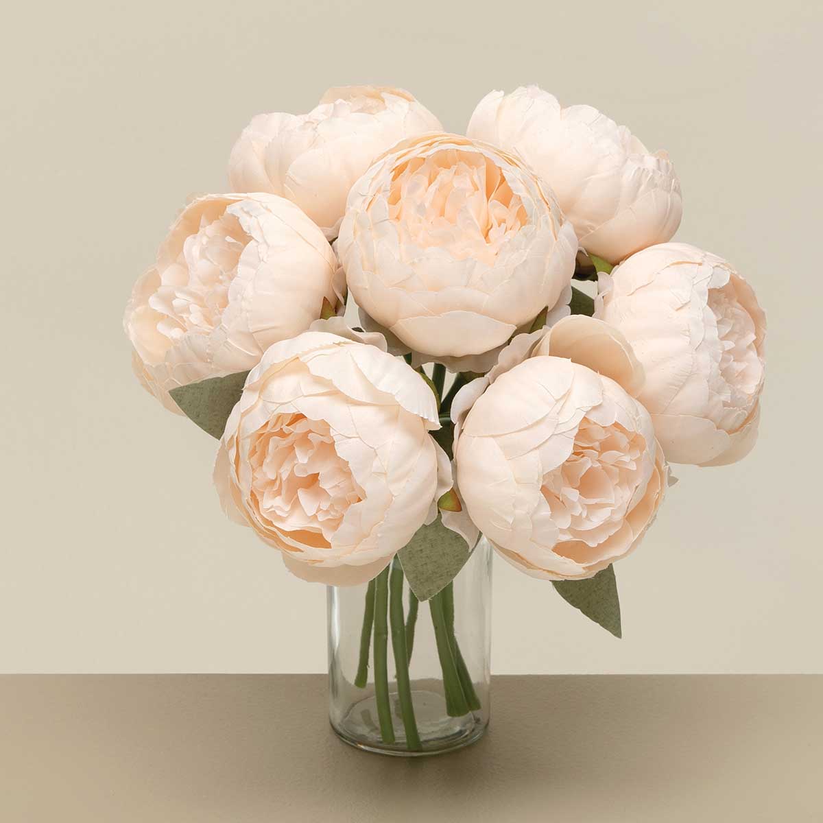 BUNDLE OF 7 PEONY CHAMPAGNE 3IN X 10IN POLYESTER TIED WITH RAFFI - Click Image to Close